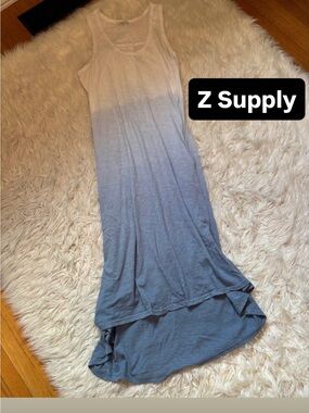 Z Supply Sleeveless Ombre Maxi Dress in White and Blue